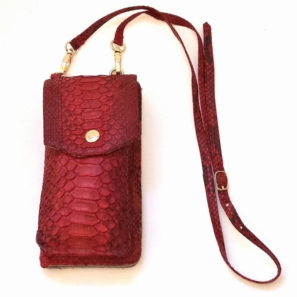 The Grand Pelle Red Python Leather Crossbody Wallet
